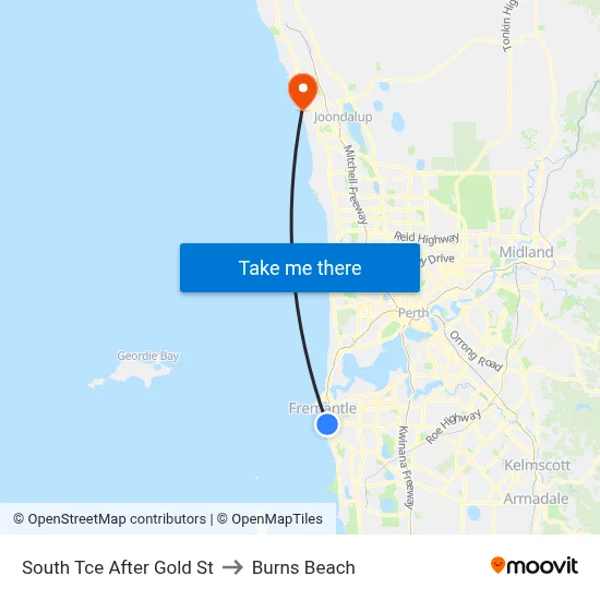 South Tce After Gold St to Burns Beach map