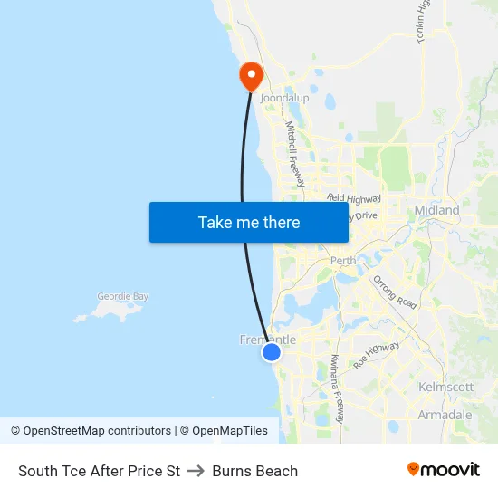 South Tce After Price St to Burns Beach map