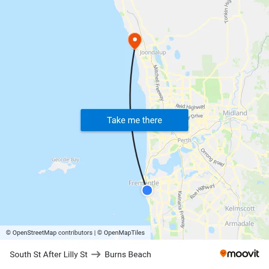 South St After Lilly St to Burns Beach map
