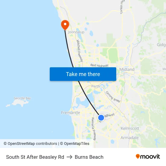 South St After Beasley Rd to Burns Beach map