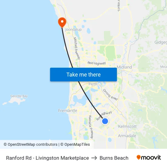 Ranford Rd - Livingston Marketplace to Burns Beach map