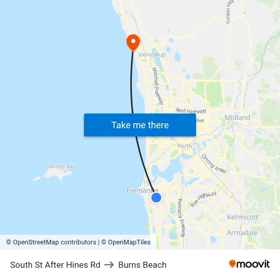 South St After Hines Rd to Burns Beach map