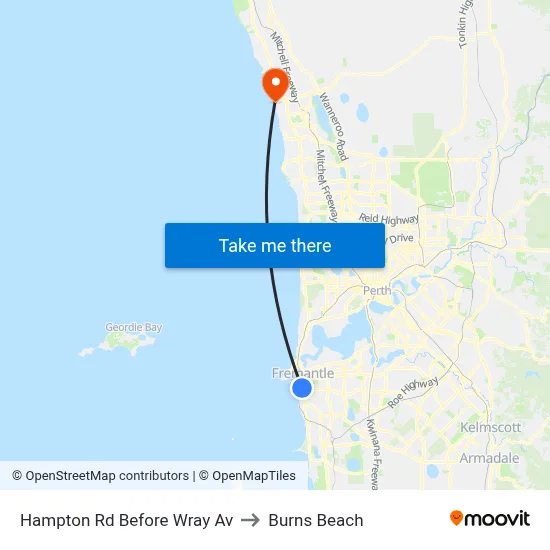 Hampton Rd Before Wray Av to Burns Beach map
