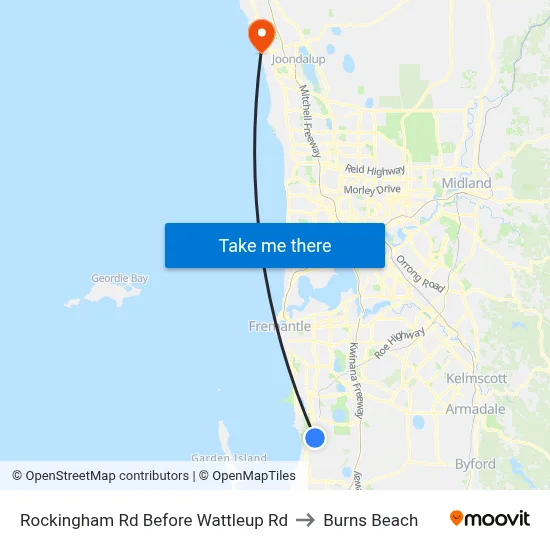 Rockingham Rd Before Wattleup Rd to Burns Beach map