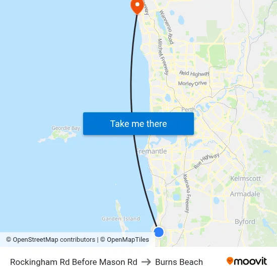 Rockingham Rd Before Mason Rd to Burns Beach map