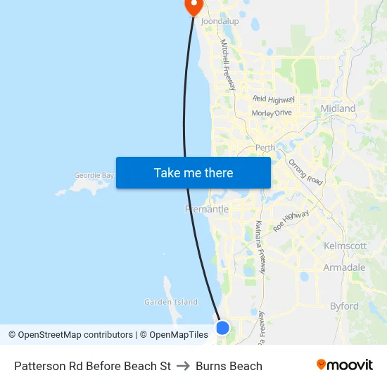 Patterson Rd Before Beach St to Burns Beach map