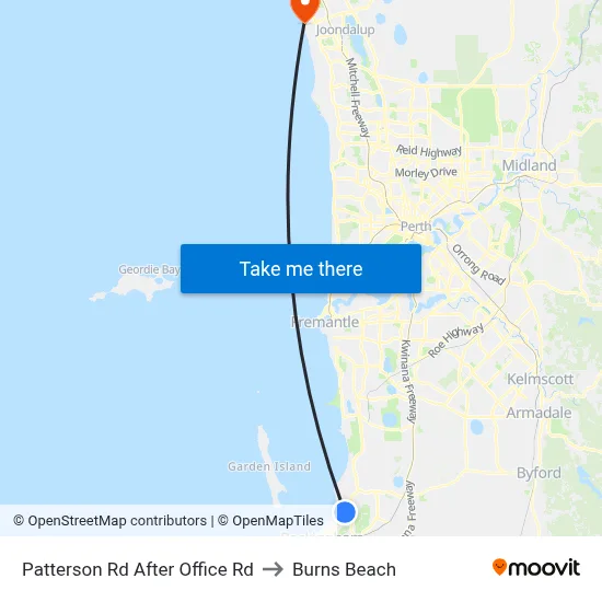 Patterson Rd After Office Rd to Burns Beach map