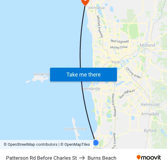 Patterson Rd Before Charles  St to Burns Beach map