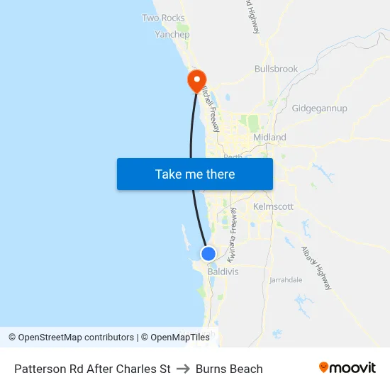 Patterson Rd After Charles St to Burns Beach map