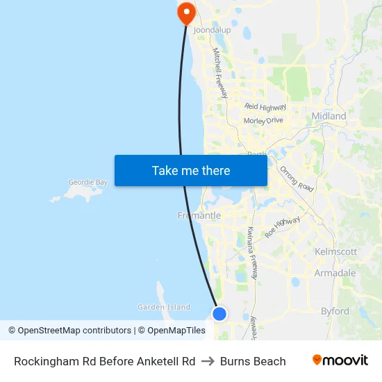 Rockingham Rd Before Anketell Rd to Burns Beach map