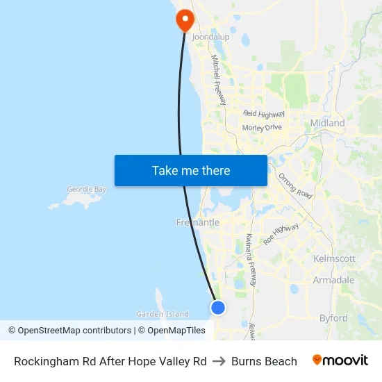 Rockingham Rd After Hope Valley Rd to Burns Beach map