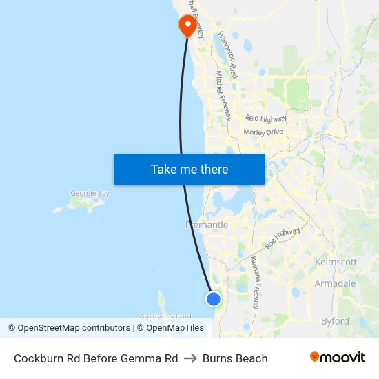 Cockburn Rd Before Gemma Rd to Burns Beach map