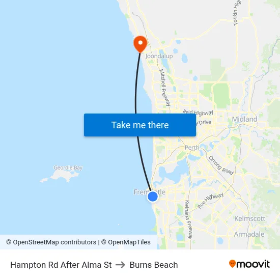 Hampton Rd After Alma St to Burns Beach map