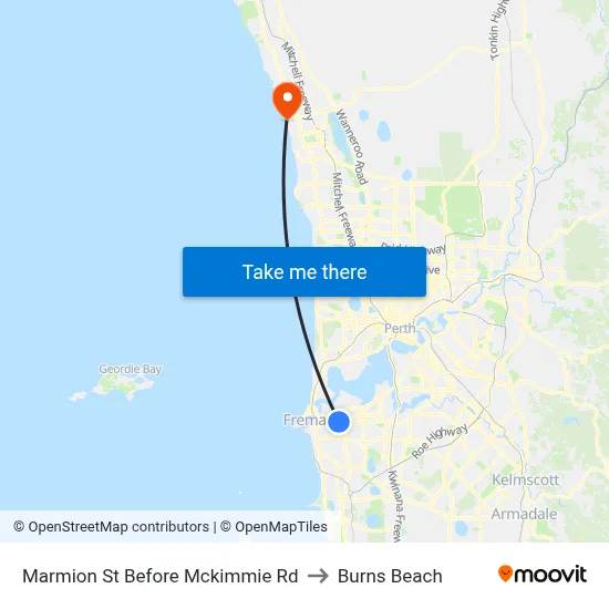 Marmion St Before Mckimmie Rd to Burns Beach map