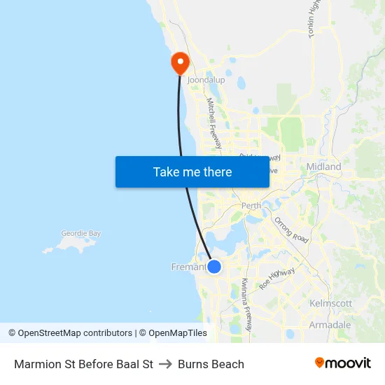 Marmion St Before Baal St to Burns Beach map