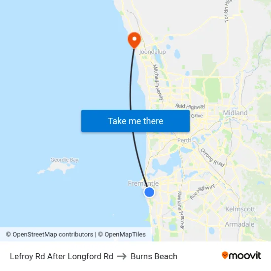 Lefroy Rd After Longford Rd to Burns Beach map