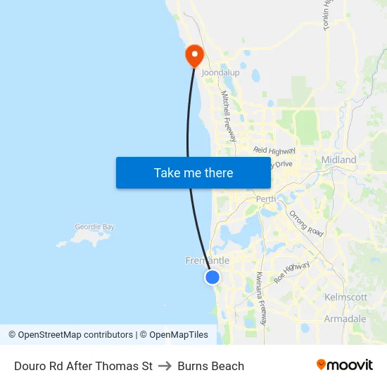 Douro Rd After Thomas St to Burns Beach map