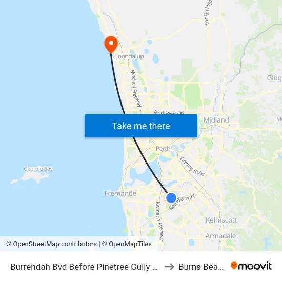Burrendah Bvd Before Pinetree Gully Rd to Burns Beach map