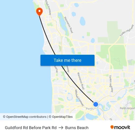 Guildford Rd Before Park Rd to Burns Beach map