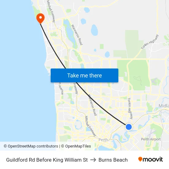 Guildford Rd Before King William St to Burns Beach map