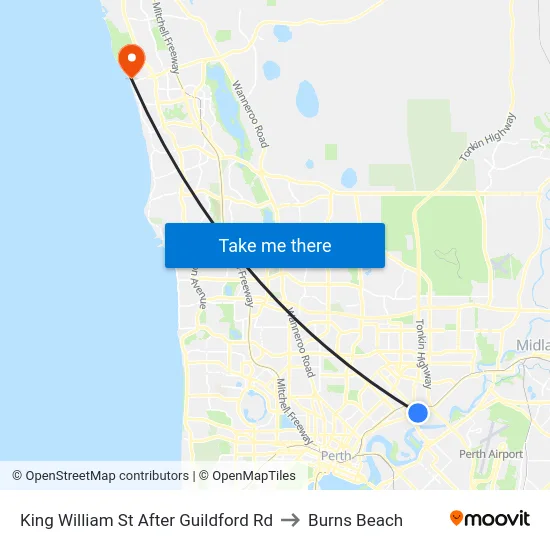 King William St After Guildford Rd to Burns Beach map
