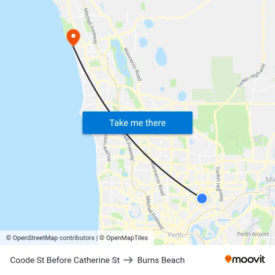 Coode St Before Catherine St to Burns Beach map