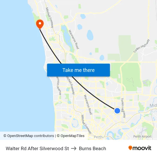 Walter Rd After Silverwood St to Burns Beach map