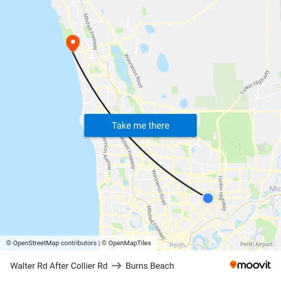 Walter Rd After Collier Rd to Burns Beach map