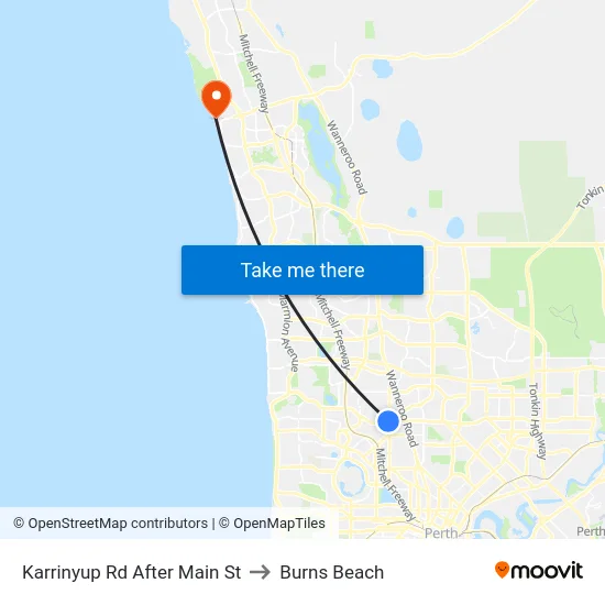 Karrinyup Rd After Main St to Burns Beach map