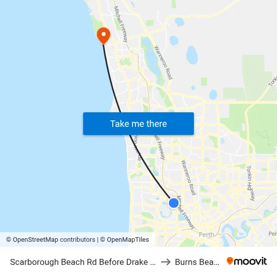 Scarborough Beach Rd Before Drake St to Burns Beach map