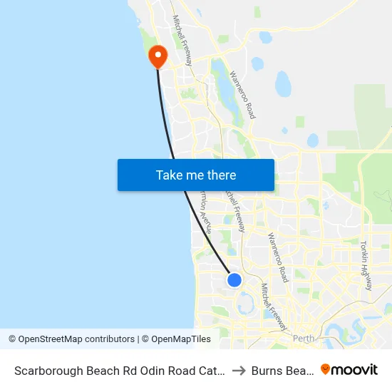 Scarborough Beach Rd Odin Road Cat Id 7 to Burns Beach map