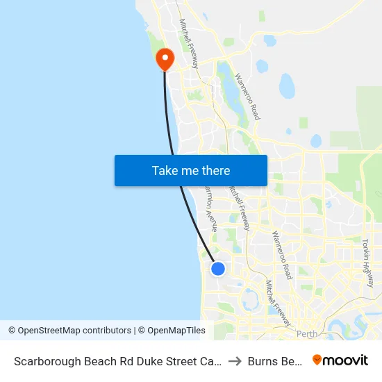 Scarborough Beach Rd Duke Street Cat Id 15 to Burns Beach map