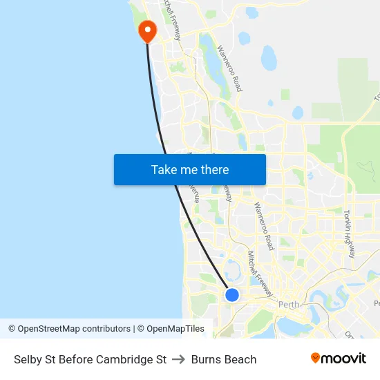 Selby St Before Cambridge St to Burns Beach map