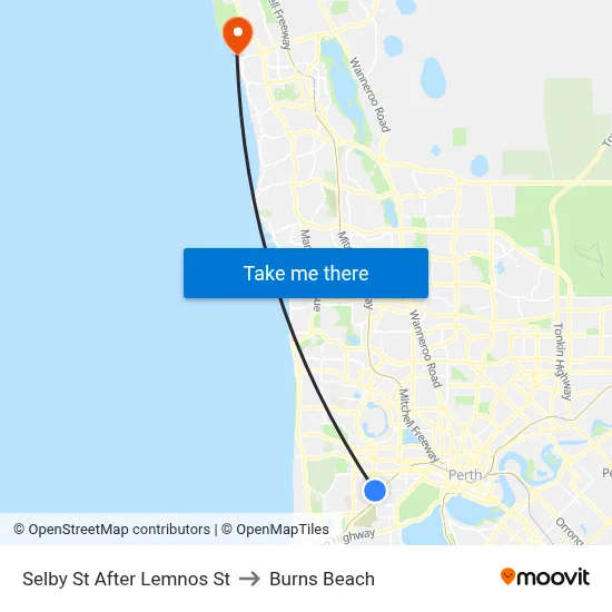 Selby St After Lemnos St to Burns Beach map