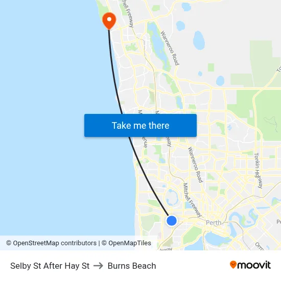 Selby St After Hay St to Burns Beach map