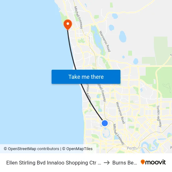 Ellen Stirling Bvd Innaloo Shopping Ctr Cat Id 4 to Burns Beach map