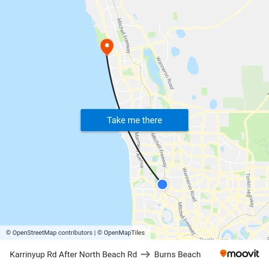 Karrinyup Rd After North Beach Rd to Burns Beach map