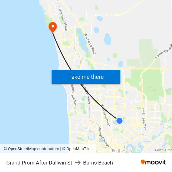 Grand Prom After Dallwin St to Burns Beach map
