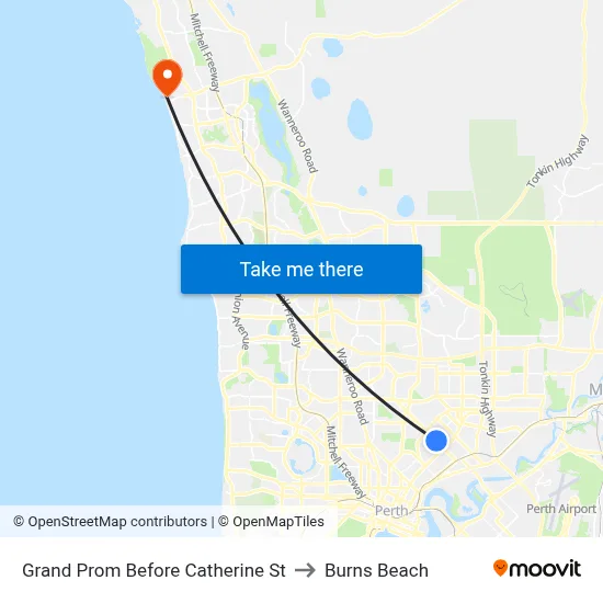 Grand Prom Before Catherine St to Burns Beach map