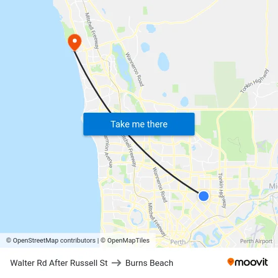 Walter Rd After Russell St to Burns Beach map