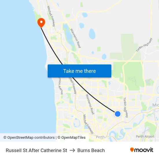 Russell St After Catherine St to Burns Beach map