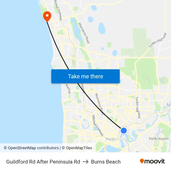 Guildford Rd After Peninsula Rd to Burns Beach map