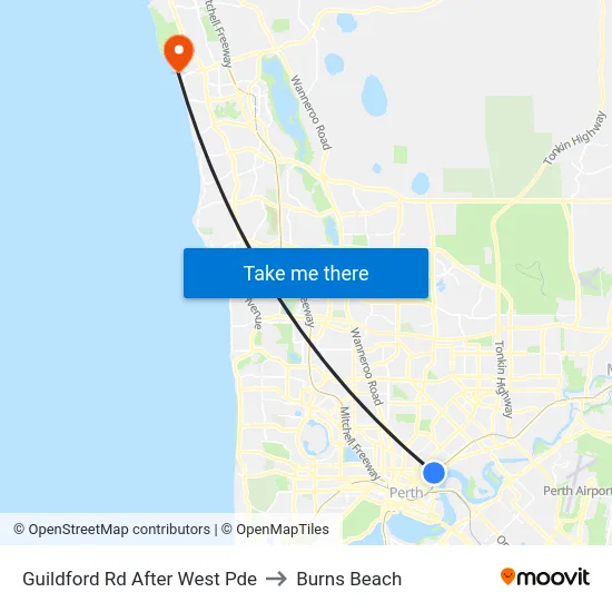 Guildford Rd After West Pde to Burns Beach map