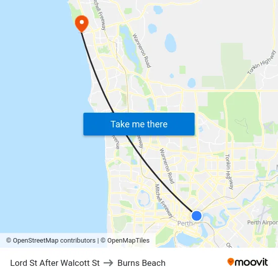 Lord St After Walcott St to Burns Beach map