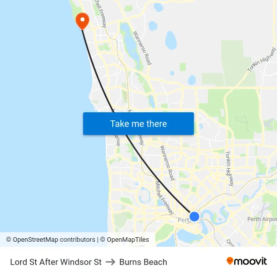 Lord St After Windsor St to Burns Beach map