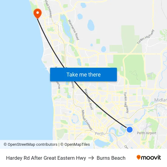 Hardey Rd After Great Eastern Hwy to Burns Beach map