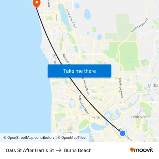 Oats St After Harris St to Burns Beach map