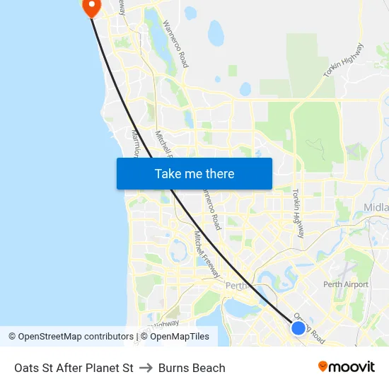 Oats St After Planet St to Burns Beach map