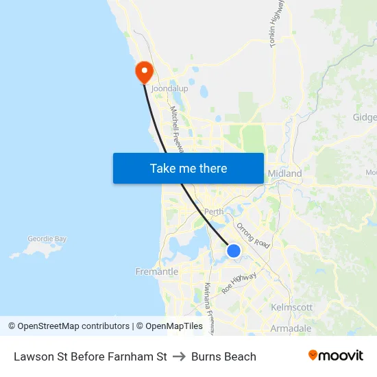 Lawson St Before Farnham St to Burns Beach map
