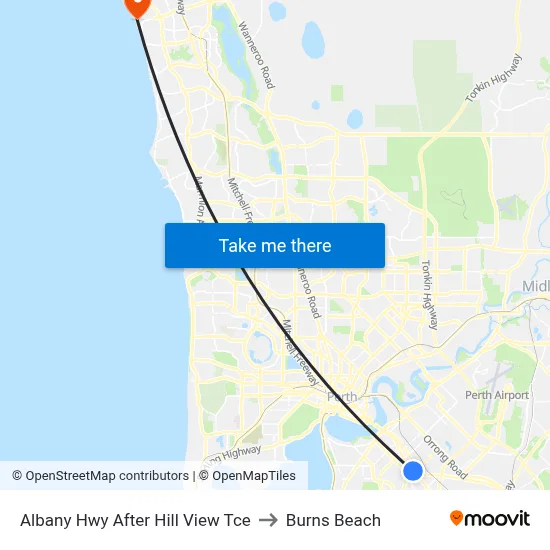 Albany Hwy After Hill View Tce to Burns Beach map